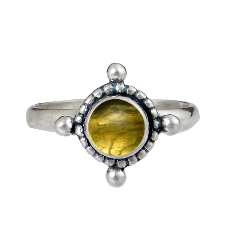 Sterling Silver Dainty Gemstone Ring With Citrine Size 10